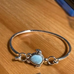 Authentic Larimar Silver Bangle Bracelet